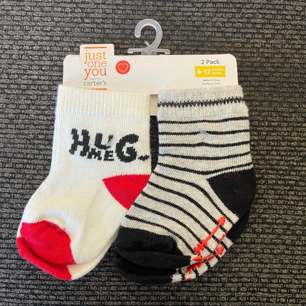 Carters Valentines Baby Boy 2 pack socks 6/12 months